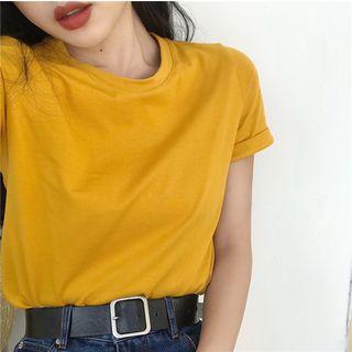 Plain Slim-fit Short-sleeve T-shirt
