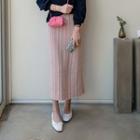 Patterned Long Knit Pencil Skirt