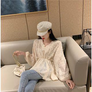 V-neck Flower Detail Blouse