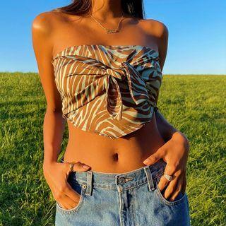 Zebra Print Cropped Tube Top