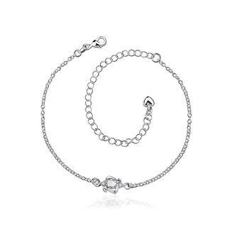 Fashion Simple Geometric White Cubic Zircon Anklet Silver - One Size