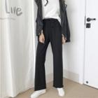 Plain Loose-fit Wide-leg Pants Black - One Size