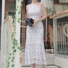 Lace Halter-neck Midi A-line Dress