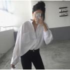 Half Placket Chiffon Blouse