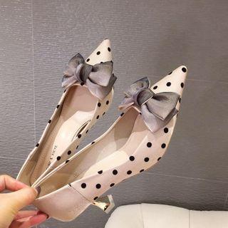 Bow Polka Dot Pointed Pumps