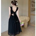 Tie-back Ruffle-trim Midi Dress
