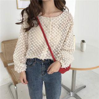 Chiffon Buttoned Jacket Almond - One Size