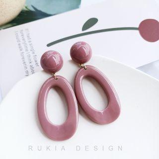 Oval Resin Sterling Silver Drop Earring / Clip-on Earring