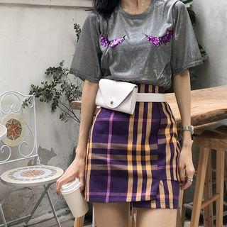 Set: Bling Bling Tee + Plaid Skirt