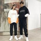 Couple Mock Two-piece Lettering Pullover