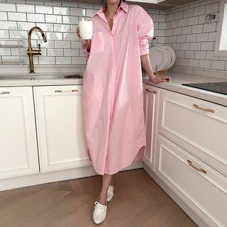 Boxy-fit Long Shirtdress Pink - One Size