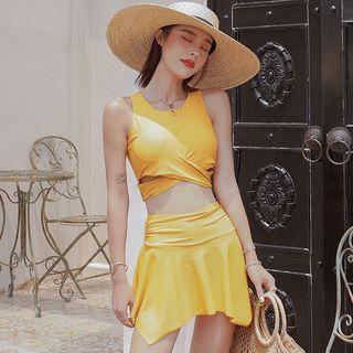 Set: Cropped Tankini Top + Swim Skirt