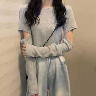 Plain Cropped Ripped T-shirt