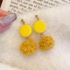 Pom Pom Earring 01 - 1 Pair - Yellow - One Size