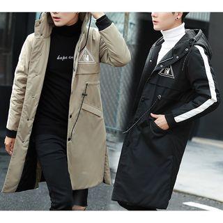 Contrast Trim Hooded Long Jacket