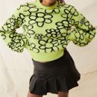 Floral-print Long-sleeve Sweater