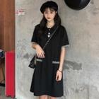 Short-sleeve A-line Polo Dress Black - One Size