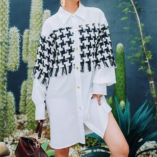Checked Panel Long Shirt