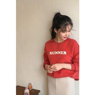 Runner Letter Print Sweatshirt Red - One Size