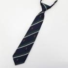 Striped Emblem No Tie Neck Tie Green Stripes - Dark Blue - One Size