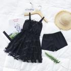 Set: Spaghetti Strap Swim Dress + Shorts