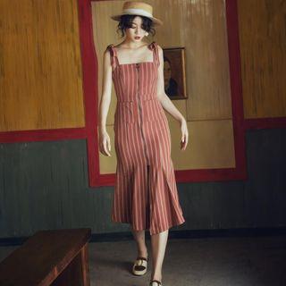 Sleeveless Midi Striped Mermaid Dress