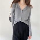 Plain Button-up Light Knit Top