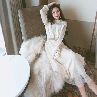Long-sleeve Lace Mesh Dress