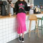 Set: Printed Sweatshirt + Ruffle-hem Skirt