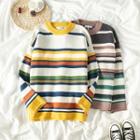 Long-sleeve Loose-fit Striped Knit Top