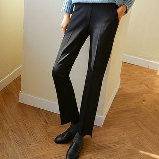 Cutout-hem Napped Boot-cut Pants