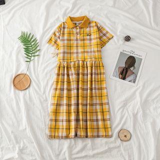 Pineapple Plaid Midi Dress Yellow - One Size