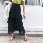 Ruffled Tiered Maxi Lace Skirt