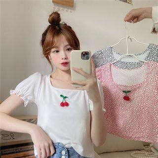 Puff-sleeve Cherry T-shirt