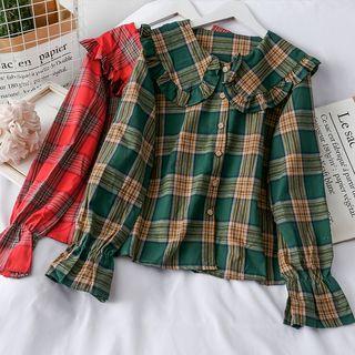 Sailor-collar Checker Blouse