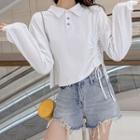 Long-sleeve Drawstring Polo Shirt