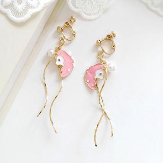 Faux Pearl Unicorn Swirl Dangle Earring
