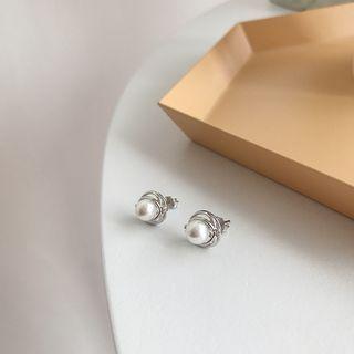 Faux Pearl Sterling Silver Earring E160 - 1 Pair - Silver - One Size