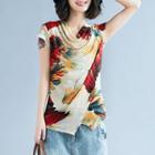 Short-sleeve Print Draped T-shirt
