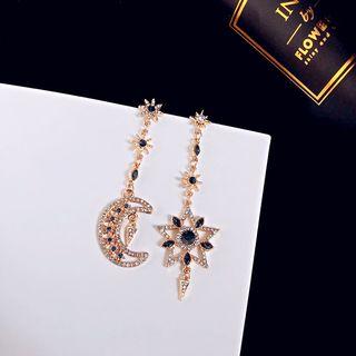 925 Sterling Silver Asymmetric Dangle Earring Gold - One Size