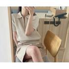 [dearest] Rib-knit Anorak Top (beige) One Size