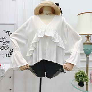 Ruffled-trim Asymmetric Top
