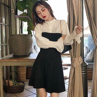 Lantern-sleeve Blouse / Mini Knit Tube Dress