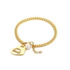 Fashion Sweet Plated Gold Heart-shaped Imitation Pearl 316l Stainless Steel Bracelet Golden - One Size