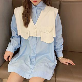 Cropped Vest / Long-sleeve Shirt Dress