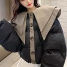 Contrast Trim Button Padded Coat