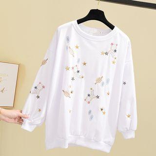 Long-sleeve Cartoon Embroidered Sweatshirt