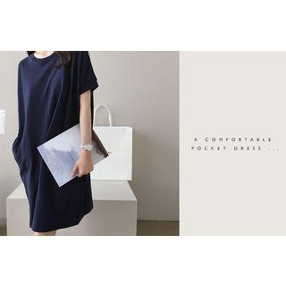 Dolman-sleeve Cotton Dress
