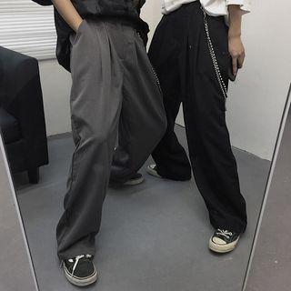 Chain Strap Wide-leg Dress Pants