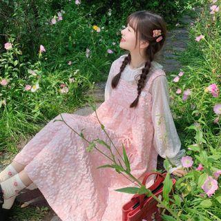 Lace Blouse / Sleeveless Floral Midi Dress